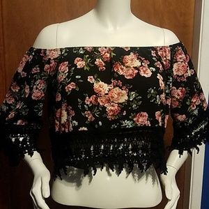 Floral Off Shoulder Crop Top